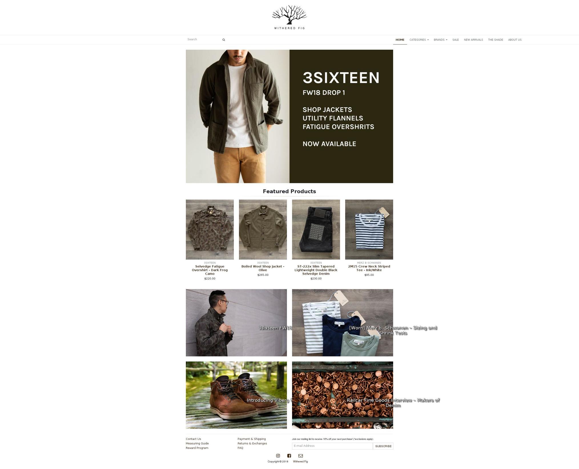 witheredfig.com shopify website screenshot