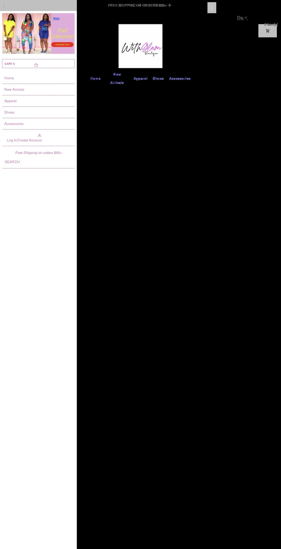 withglamboutique.com shopify website screenshot