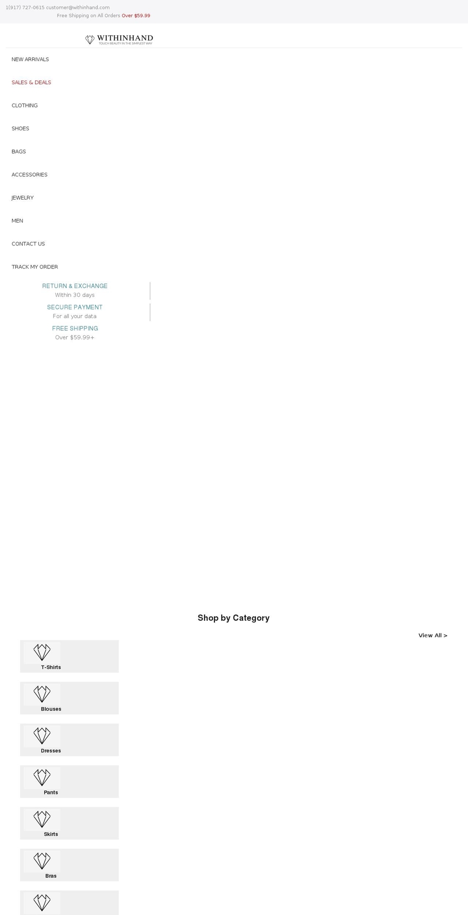 withinhand.com shopify website screenshot