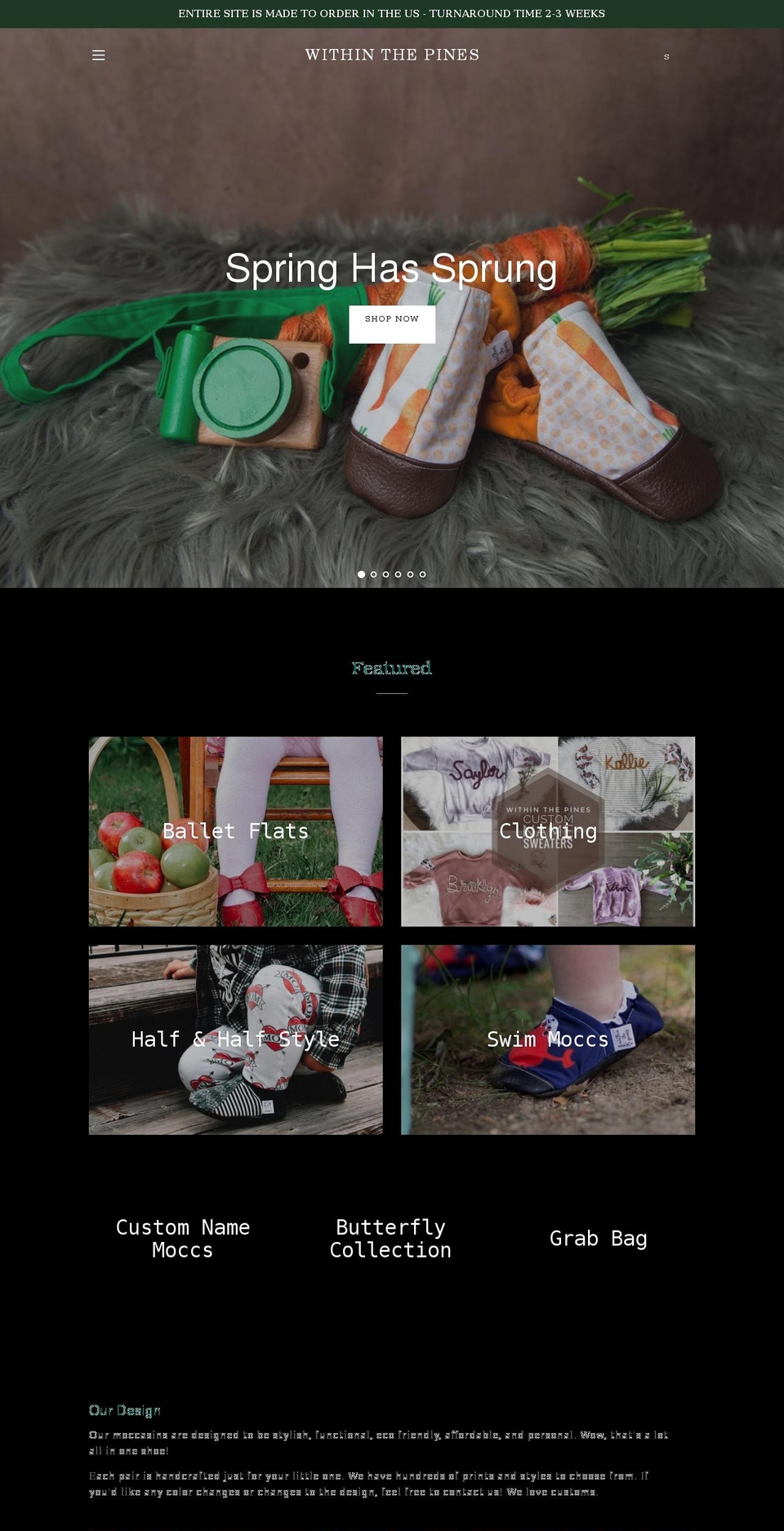 withinthepinesmoccs.com shopify website screenshot