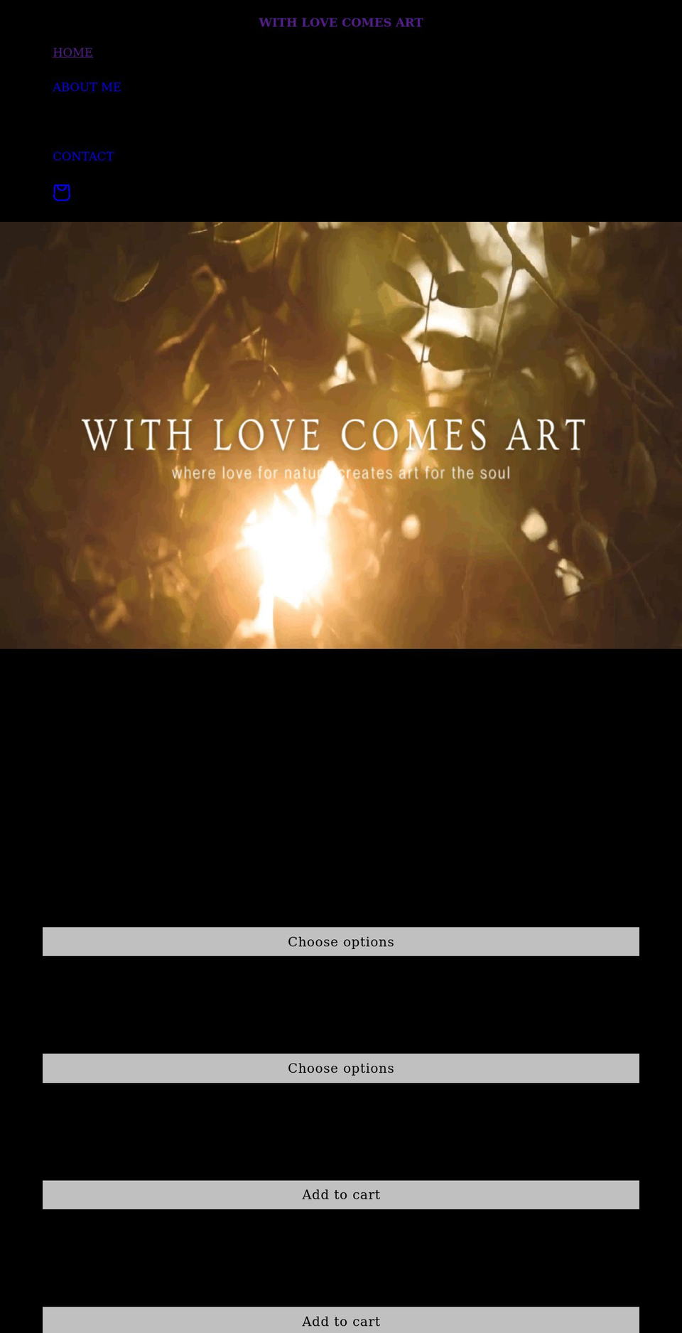 withlovecomesart.com shopify website screenshot