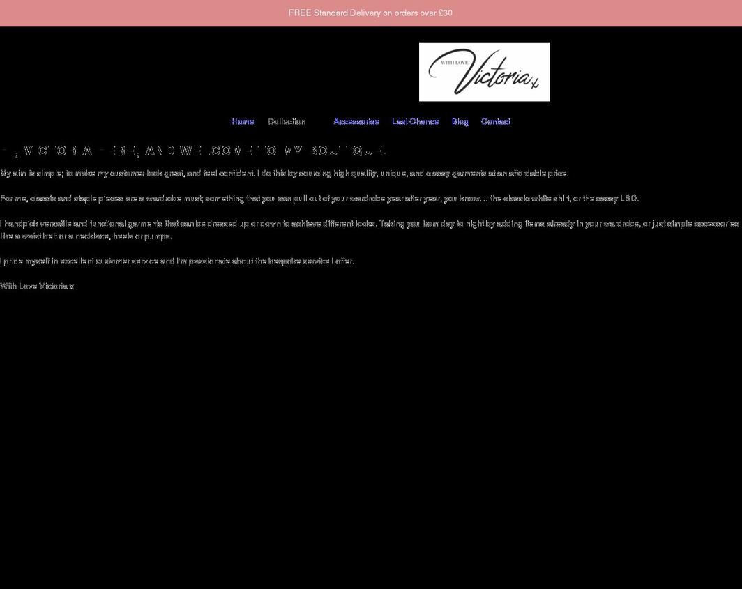 withlovevictoriax.co.uk shopify website screenshot