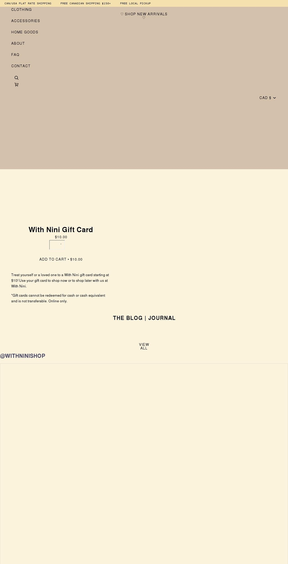 withnini.com shopify website screenshot