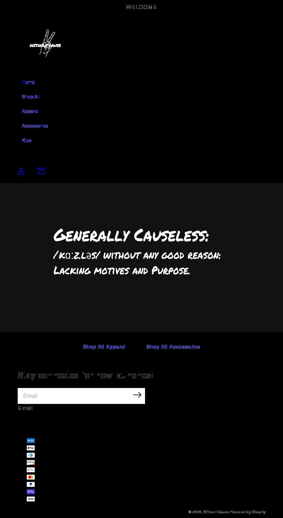 withoutcause.ca shopify website screenshot