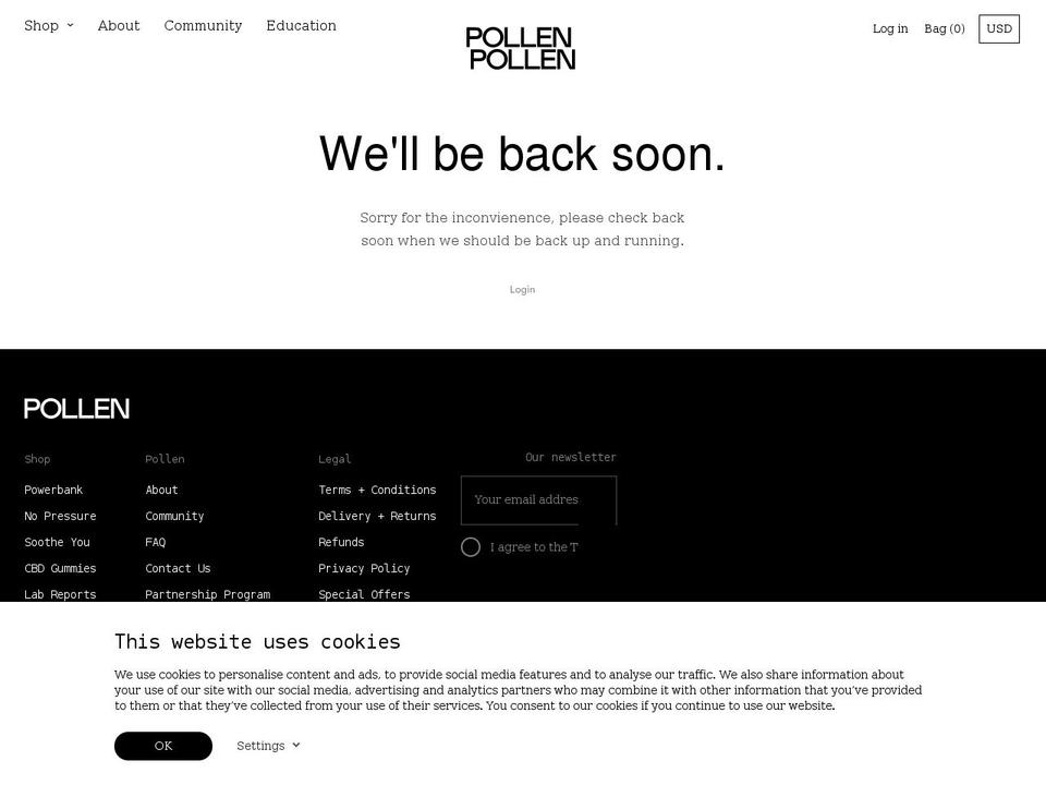 withpollen.com shopify website screenshot