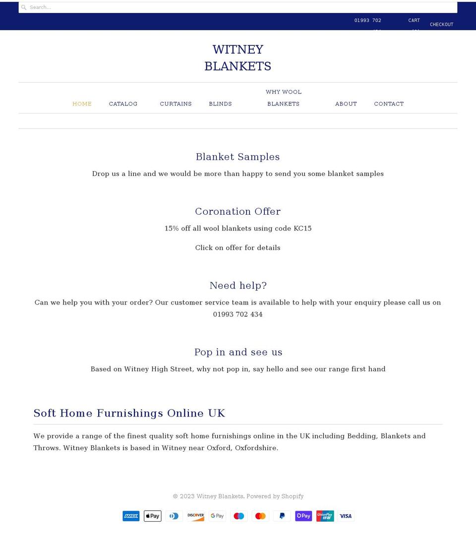witneyblankets.co.uk shopify website screenshot