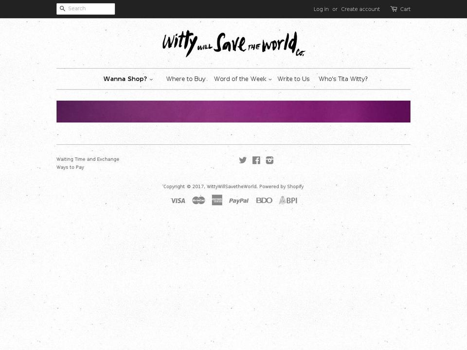 wittywillsavetheworld.com shopify website screenshot