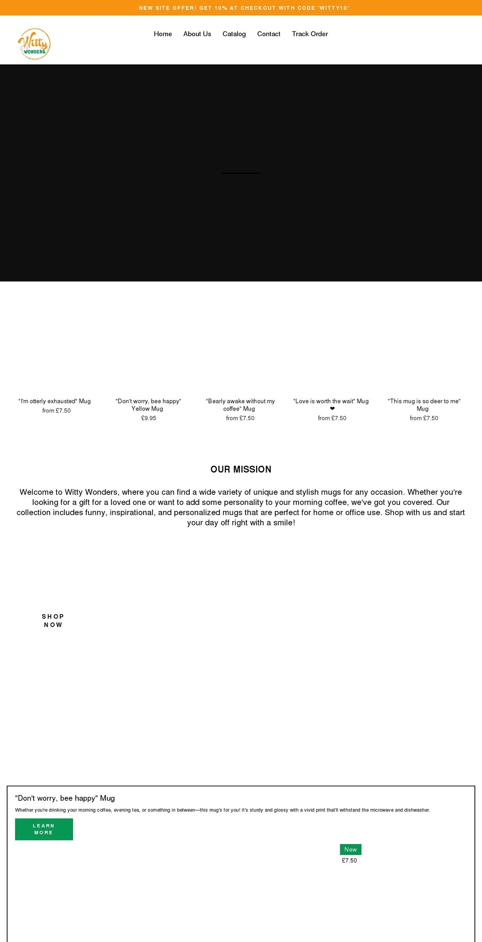 wittywonders.com shopify website screenshot