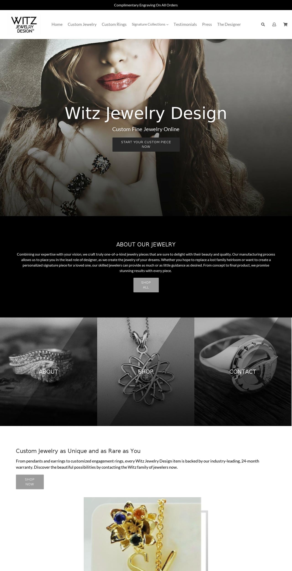 witzjewelrydesign.com shopify website screenshot