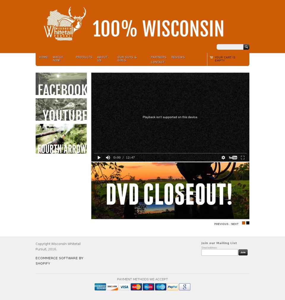Pursuit Shopify theme site example wiwhitetailpursuit.com