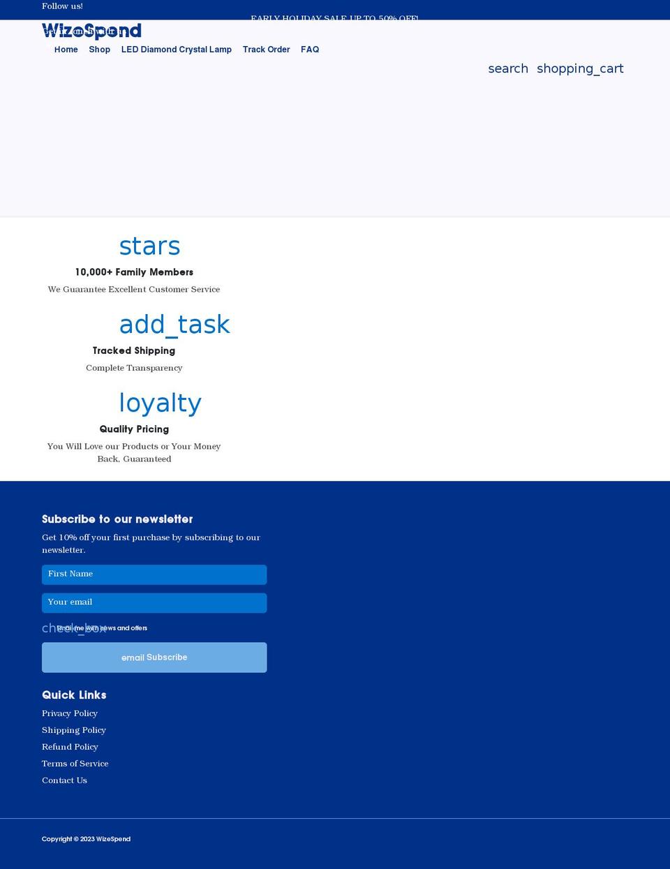 wizespend.com shopify website screenshot