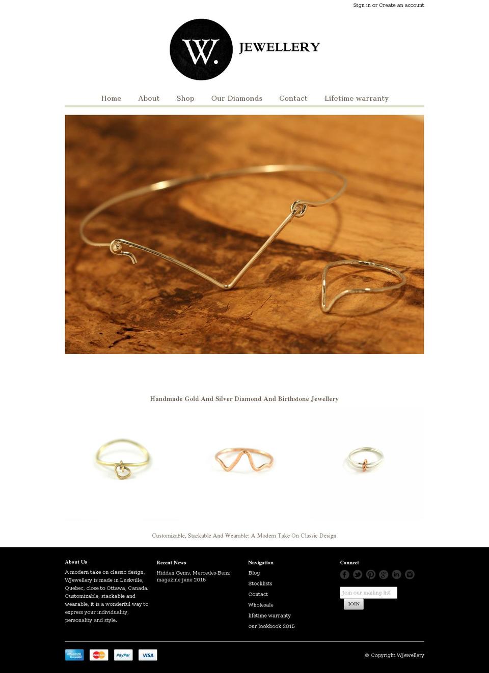 wjewellery.com shopify website screenshot