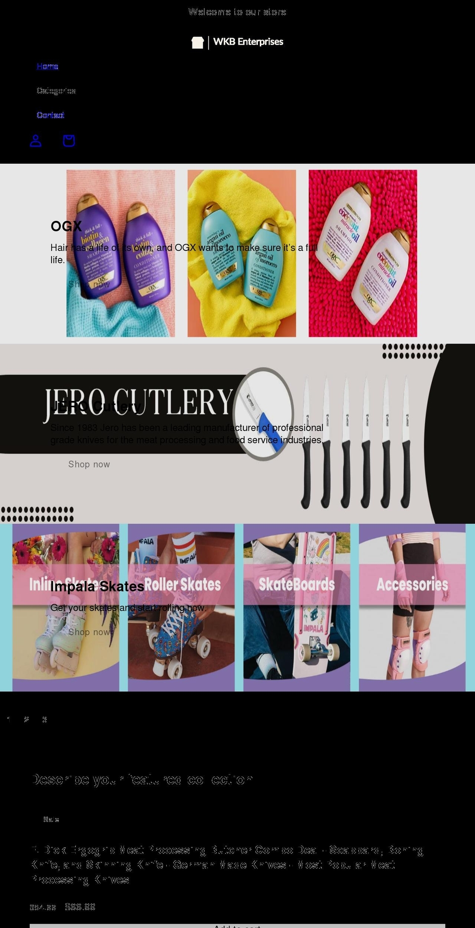 wkbenterprises.com shopify website screenshot