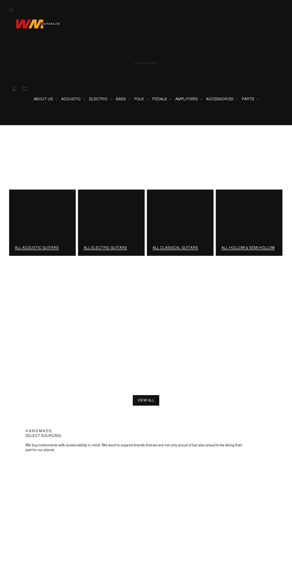 wmguitars.co.uk shopify website screenshot