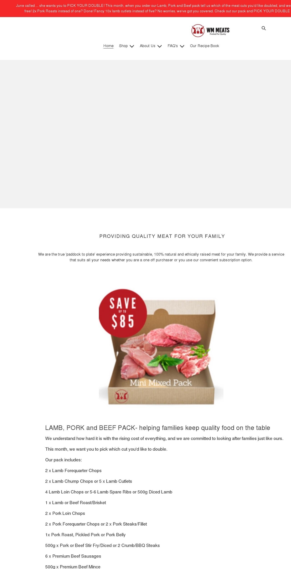 wmmeats.com.au shopify website screenshot