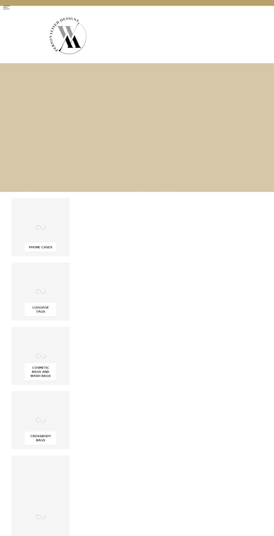 wmpersonaliseddesigns.com shopify website screenshot
