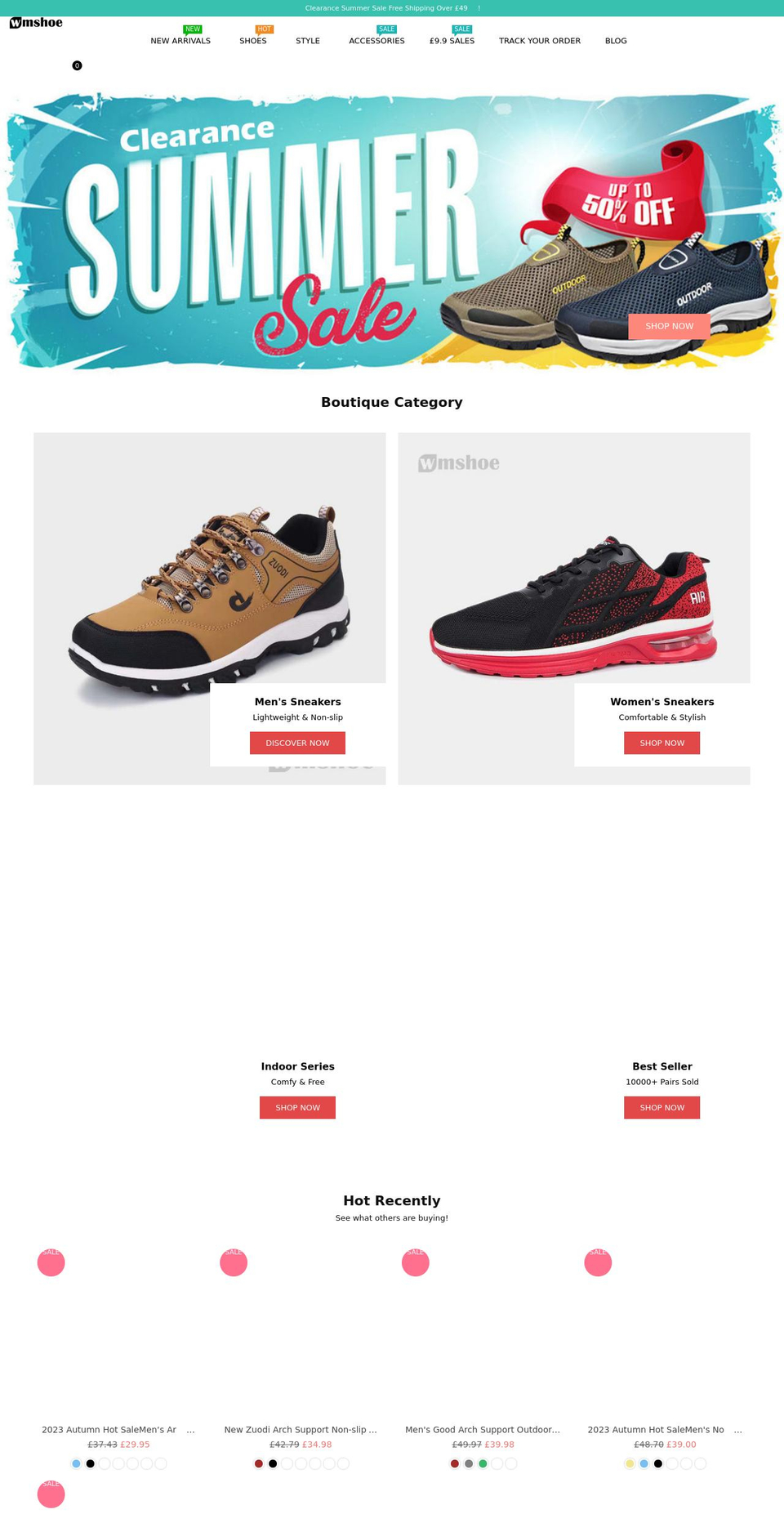 wmshoes.net shopify website screenshot