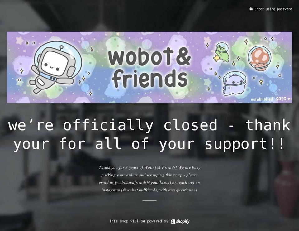 wobotandfriends.com shopify website screenshot