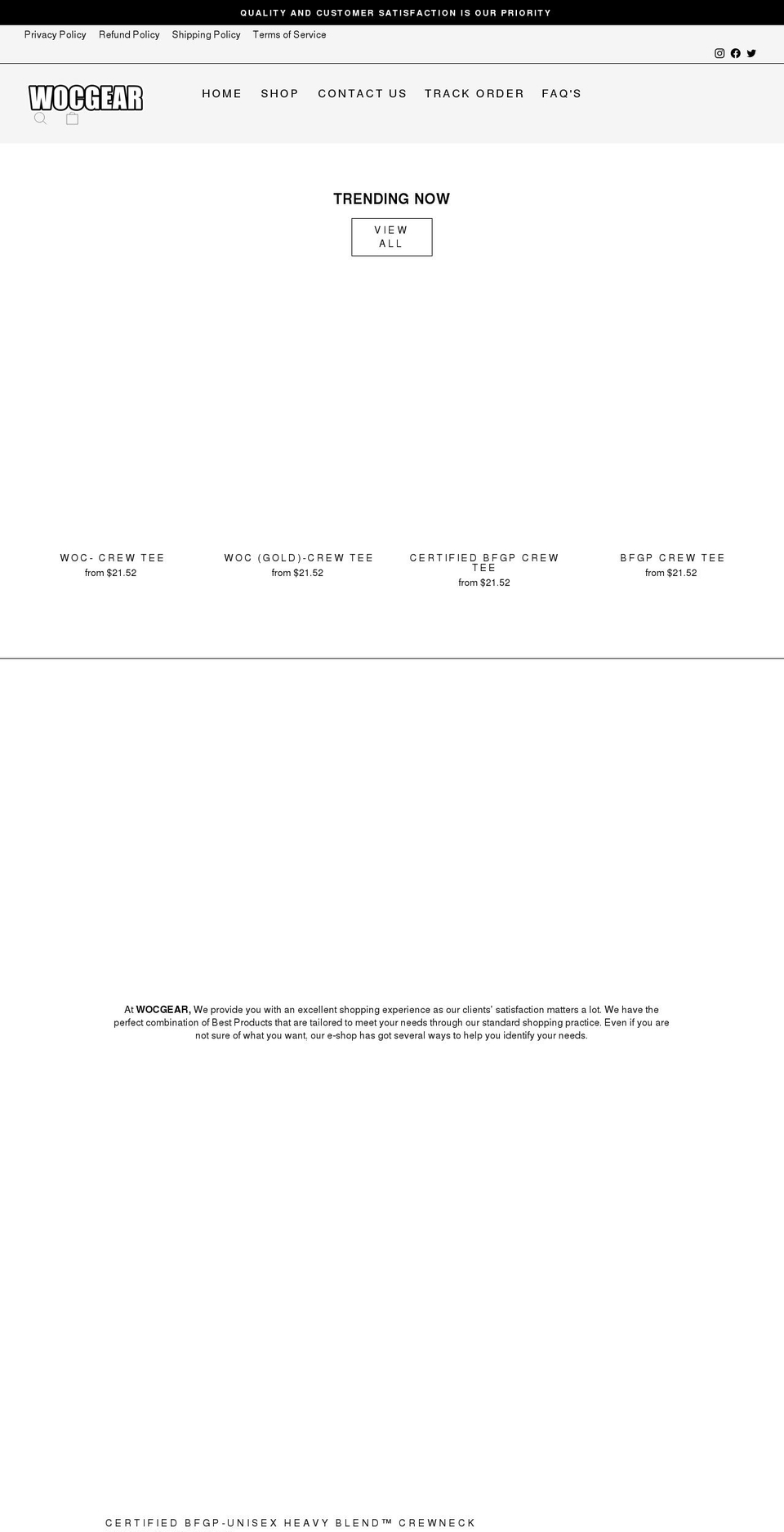 wocgear.com shopify website screenshot