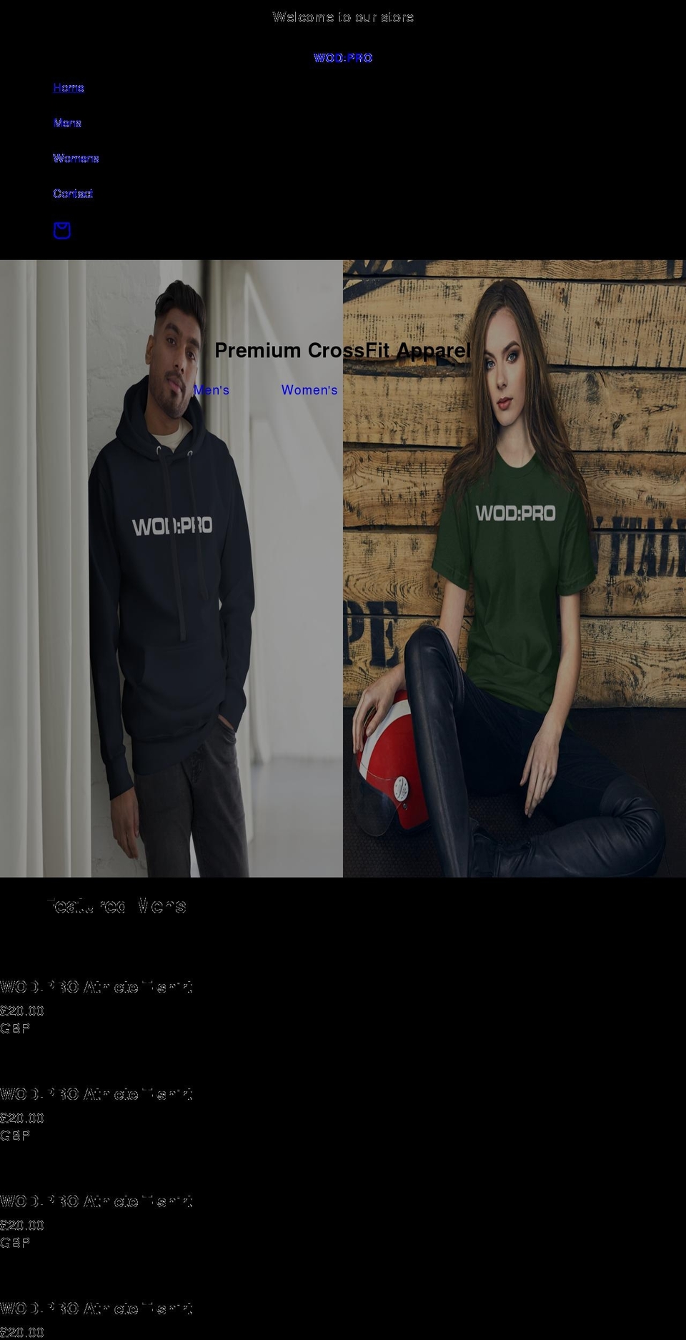 wodproapparel.com shopify website screenshot
