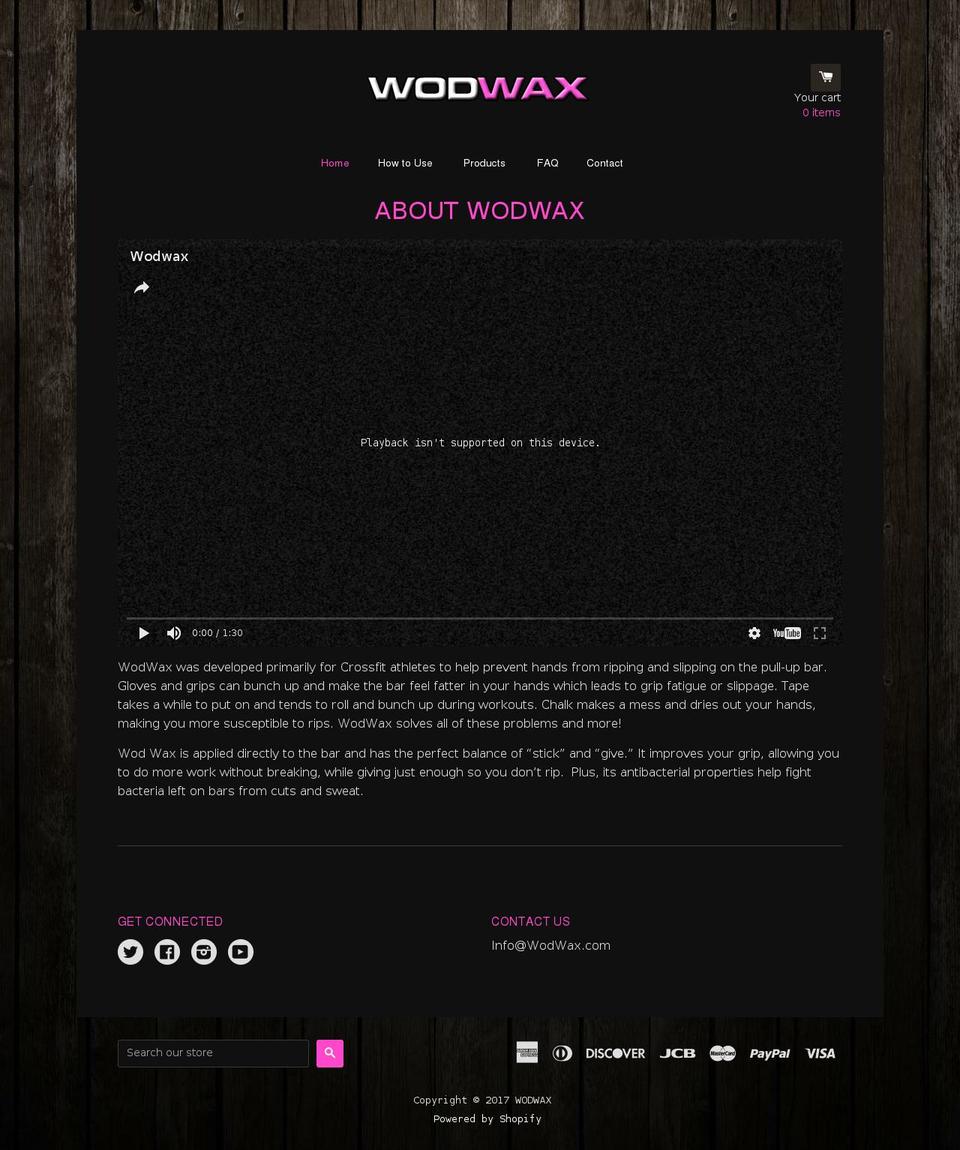 wodwax.com shopify website screenshot