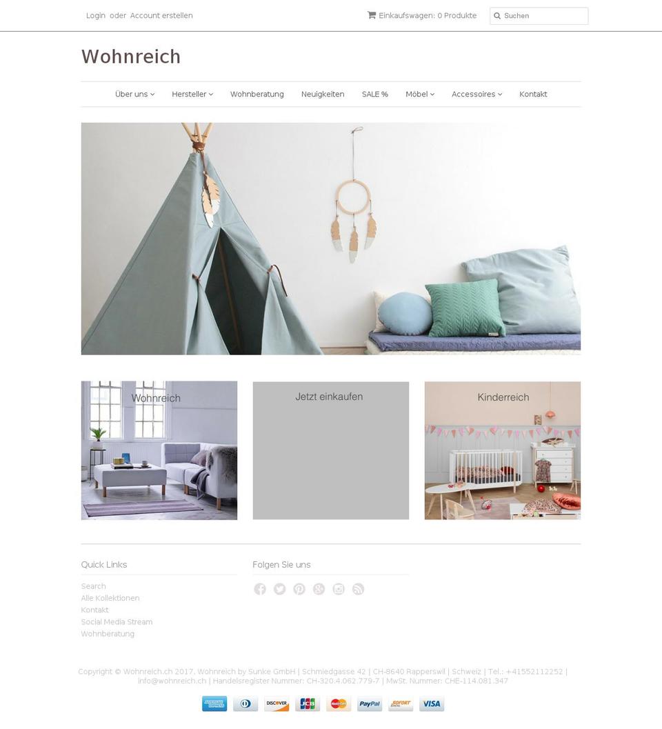 wohnreich.tv shopify website screenshot