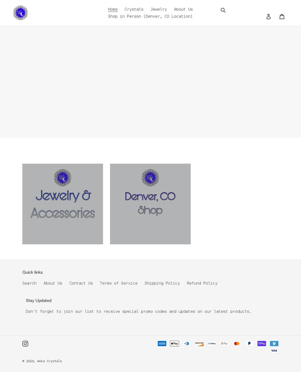 wokecrystals.com shopify website screenshot