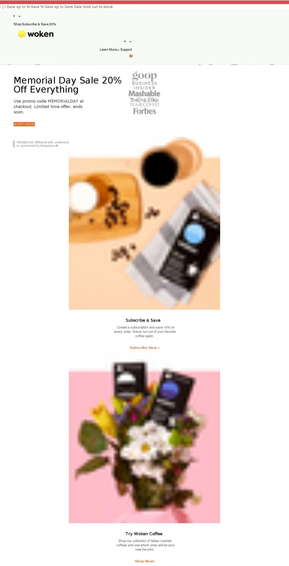 woken.coffee shopify website screenshot