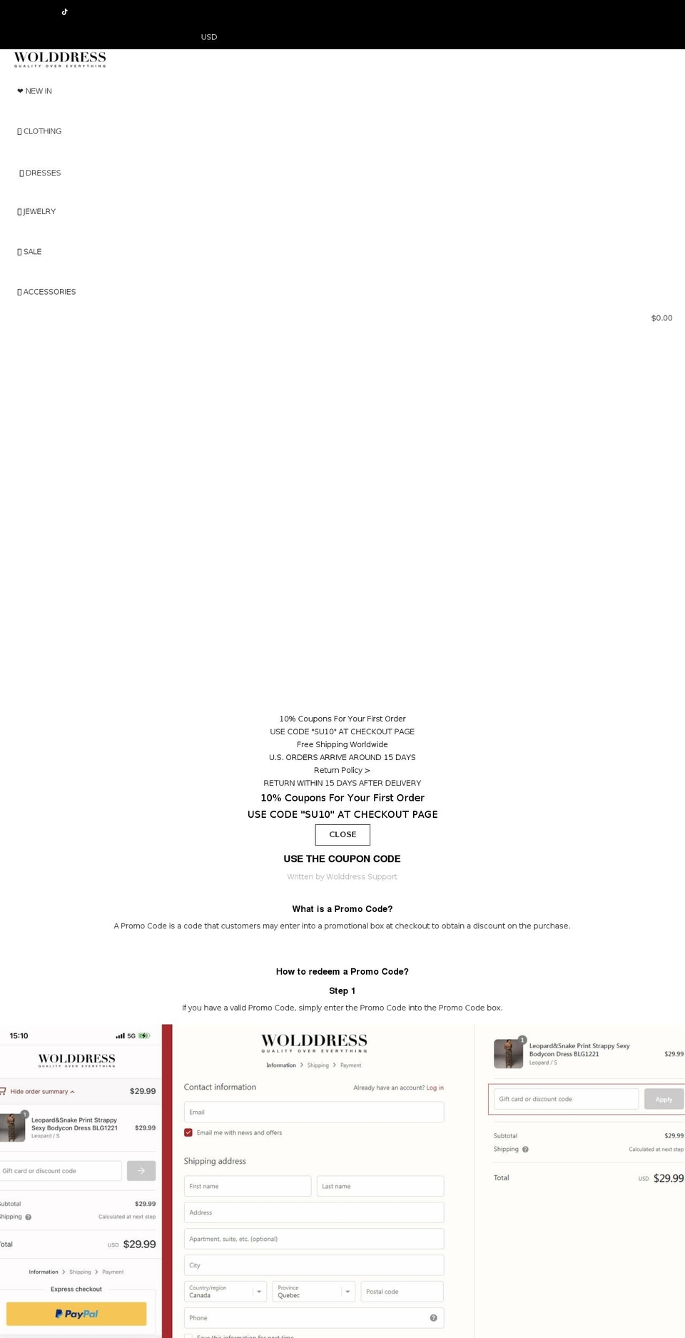 wolddress.com shopify website screenshot
