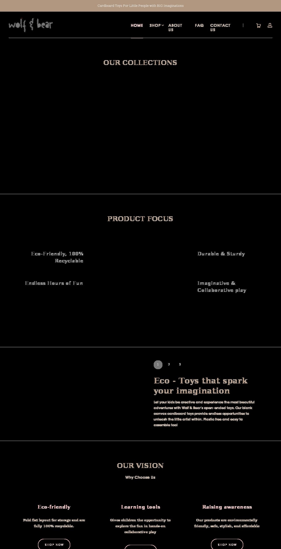 wolfandbear.com.au shopify website screenshot