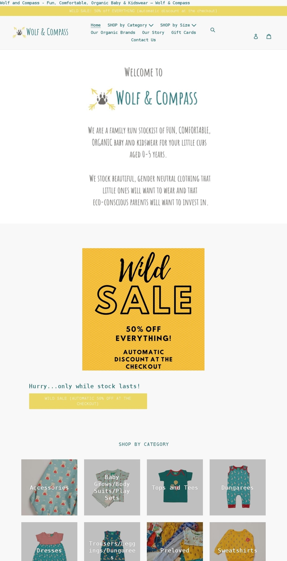 wolfandcompass.co.uk shopify website screenshot