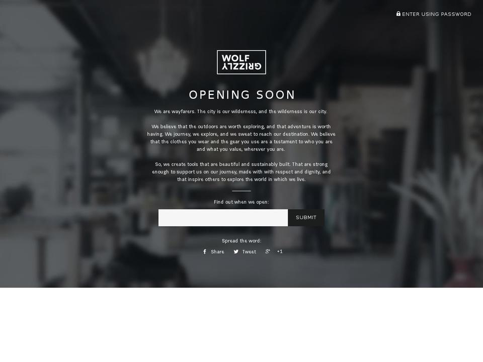 wolfandgrizzly.com shopify website screenshot