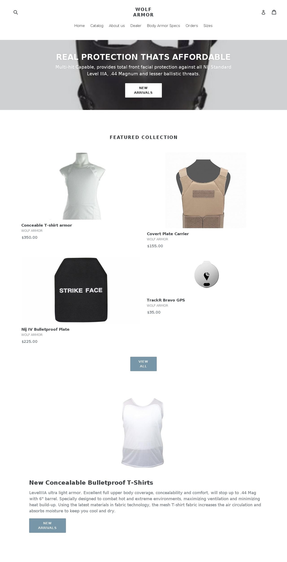 wolfarmor.com shopify website screenshot