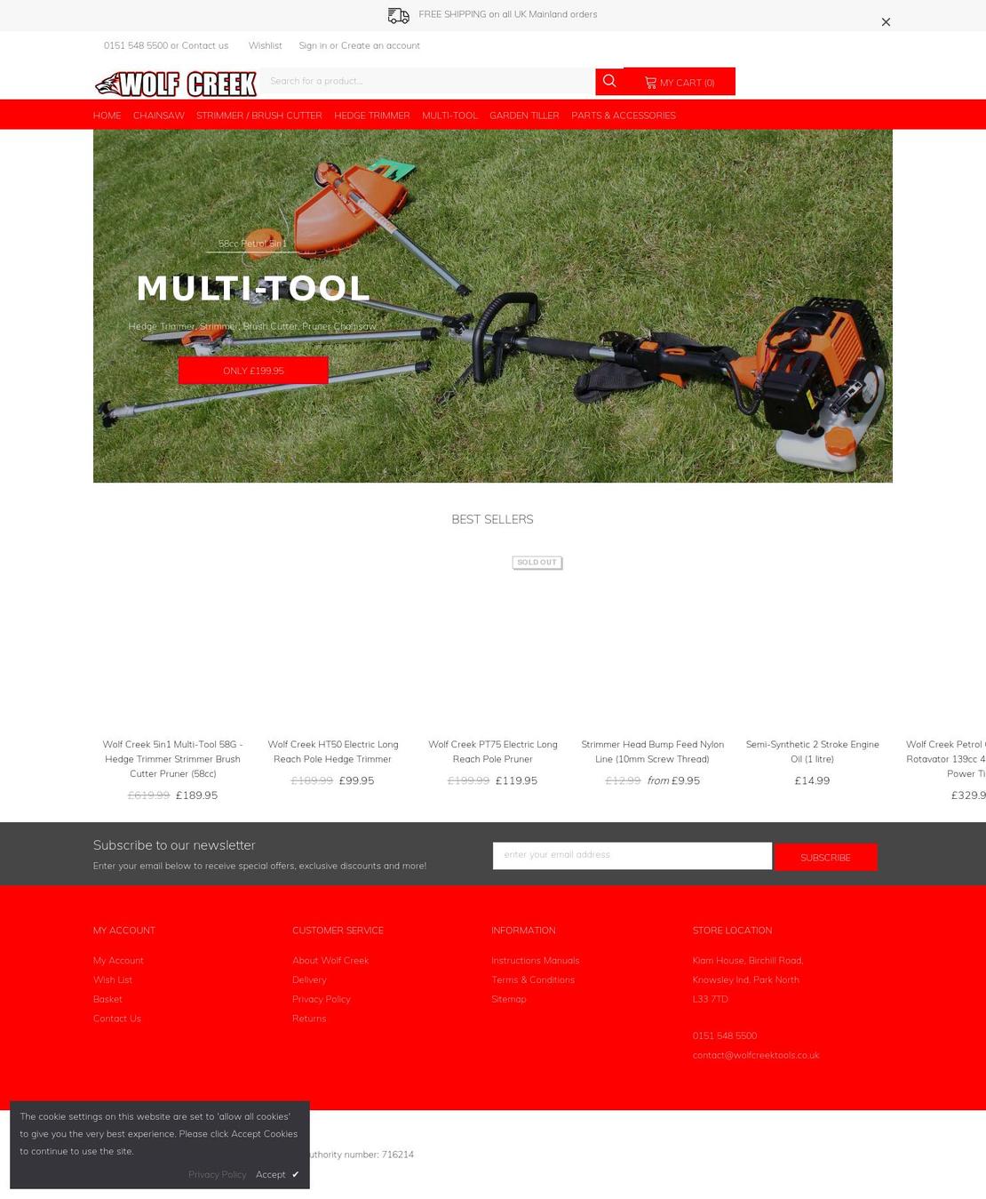 wolfcreektools.co.uk shopify website screenshot