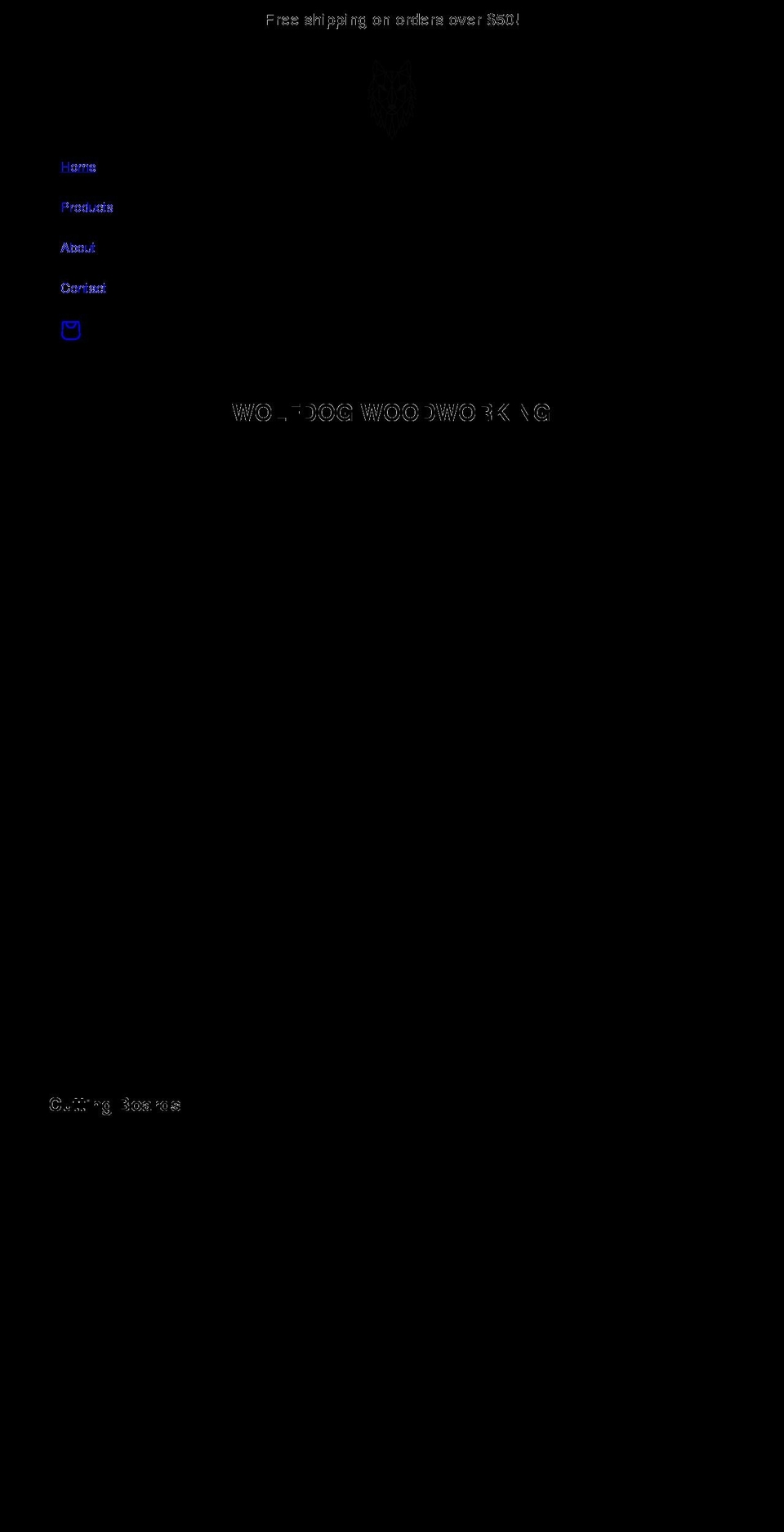 wolfdogwoodworking.com shopify website screenshot