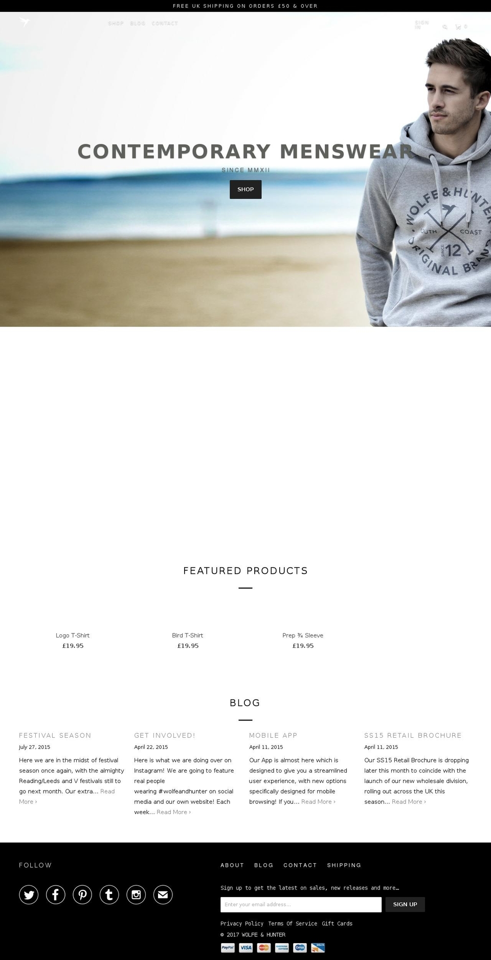 wolfeandhunter.com shopify website screenshot