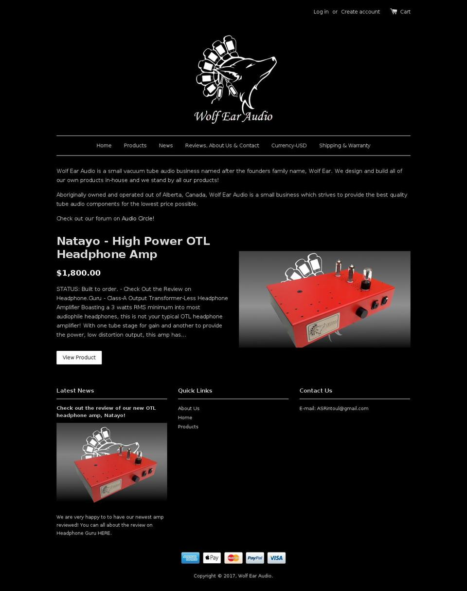 wolfearaudio.com shopify website screenshot