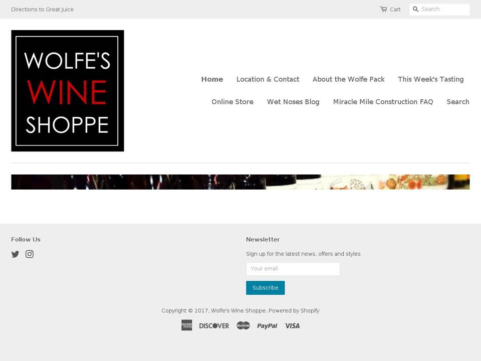 wolfeswines.com shopify website screenshot