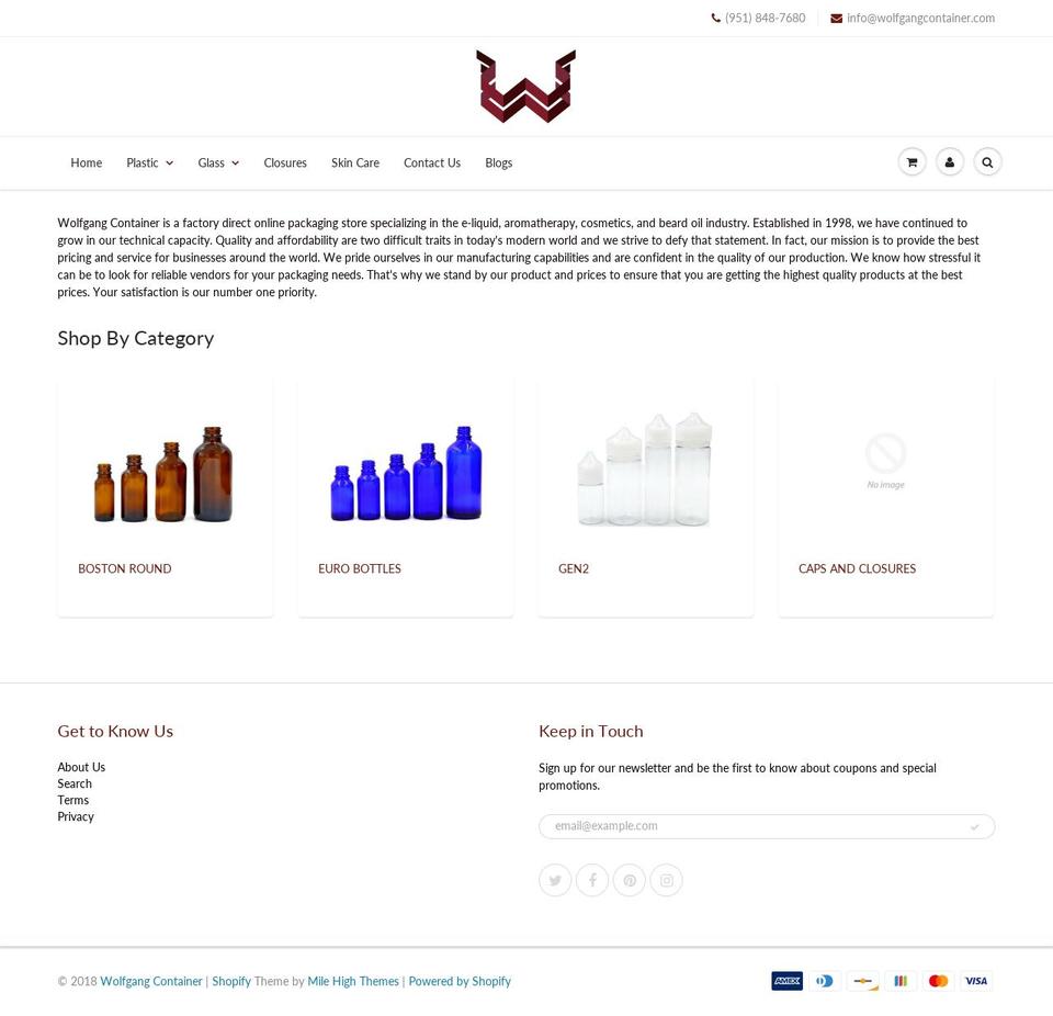wolfgangcontainer.com shopify website screenshot