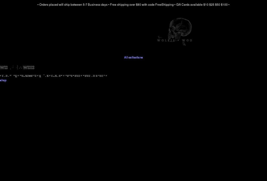 wolfieandwoo.com shopify website screenshot