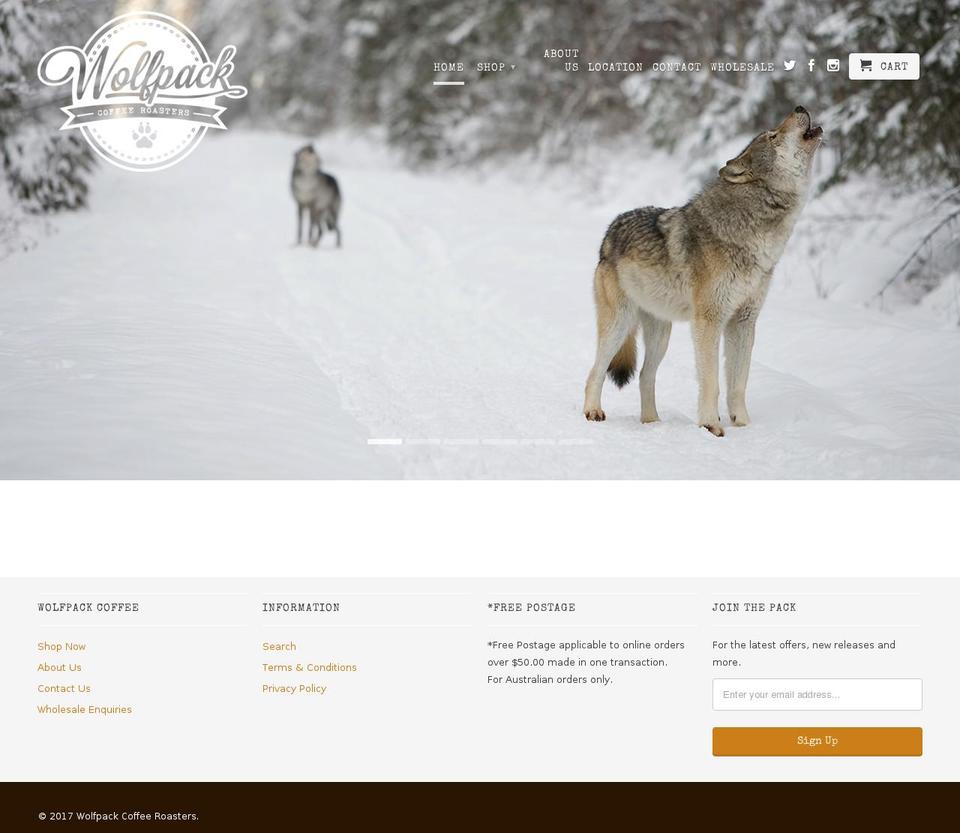 wolfpackcoffee.com.au shopify website screenshot