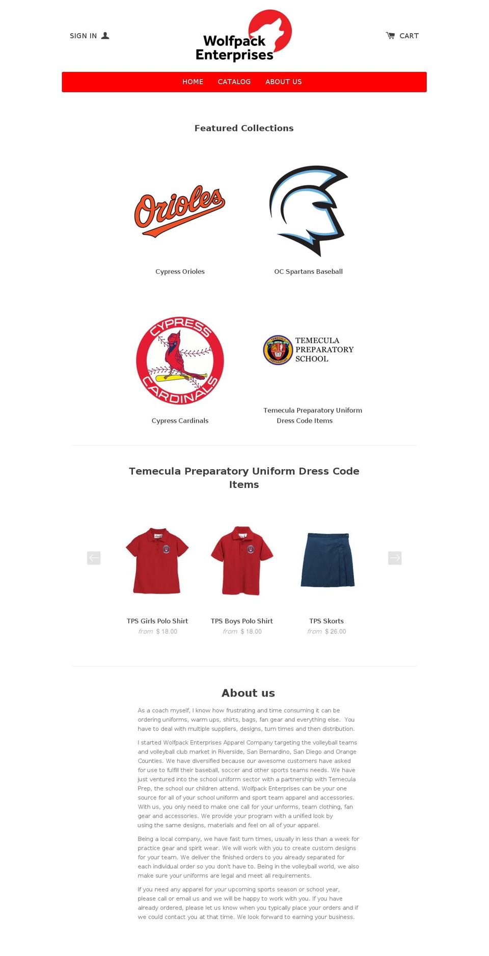 wolfpackenterprisesinc.com shopify website screenshot