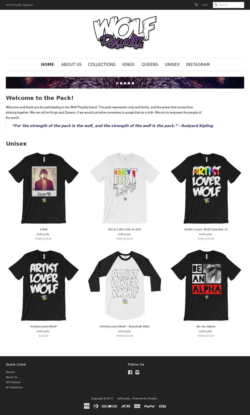 wolfroyalty.com shopify website screenshot