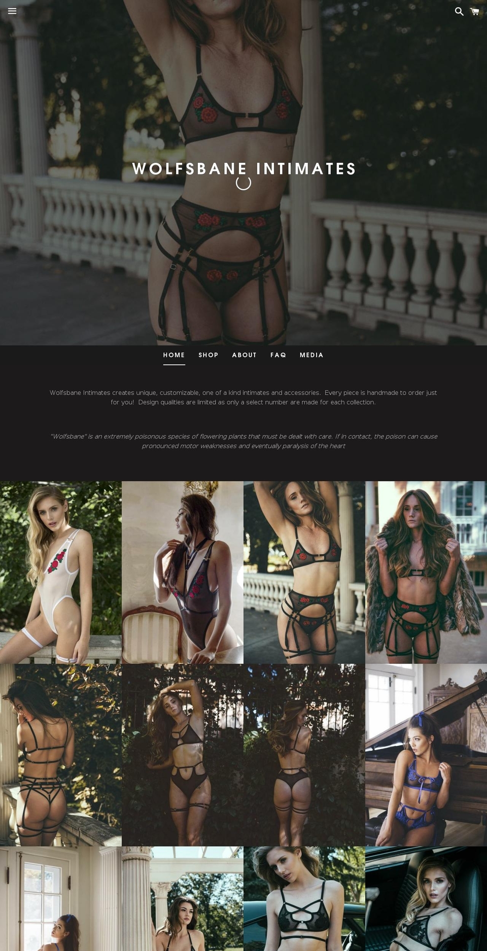 wolfsbaneintimates.com shopify website screenshot