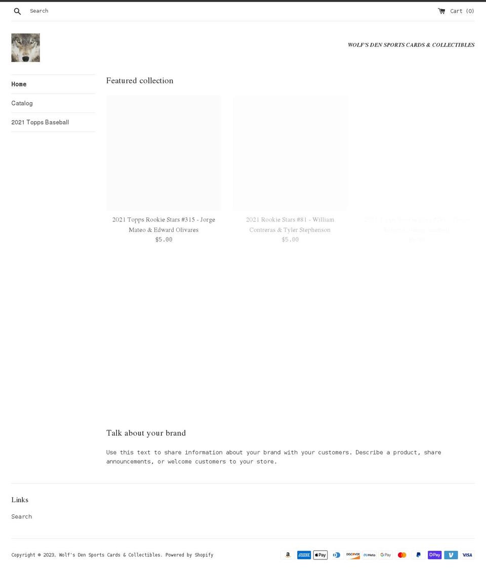wolfsdencollect.com shopify website screenshot