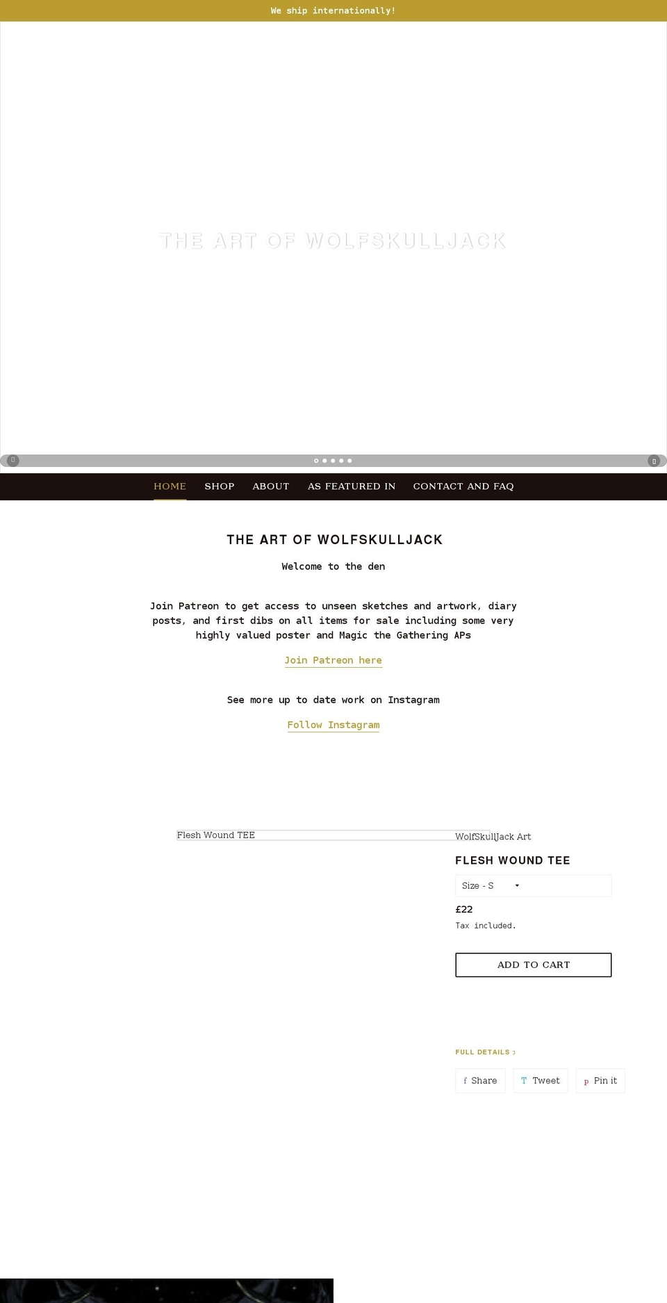 wolfskulljack.com shopify website screenshot