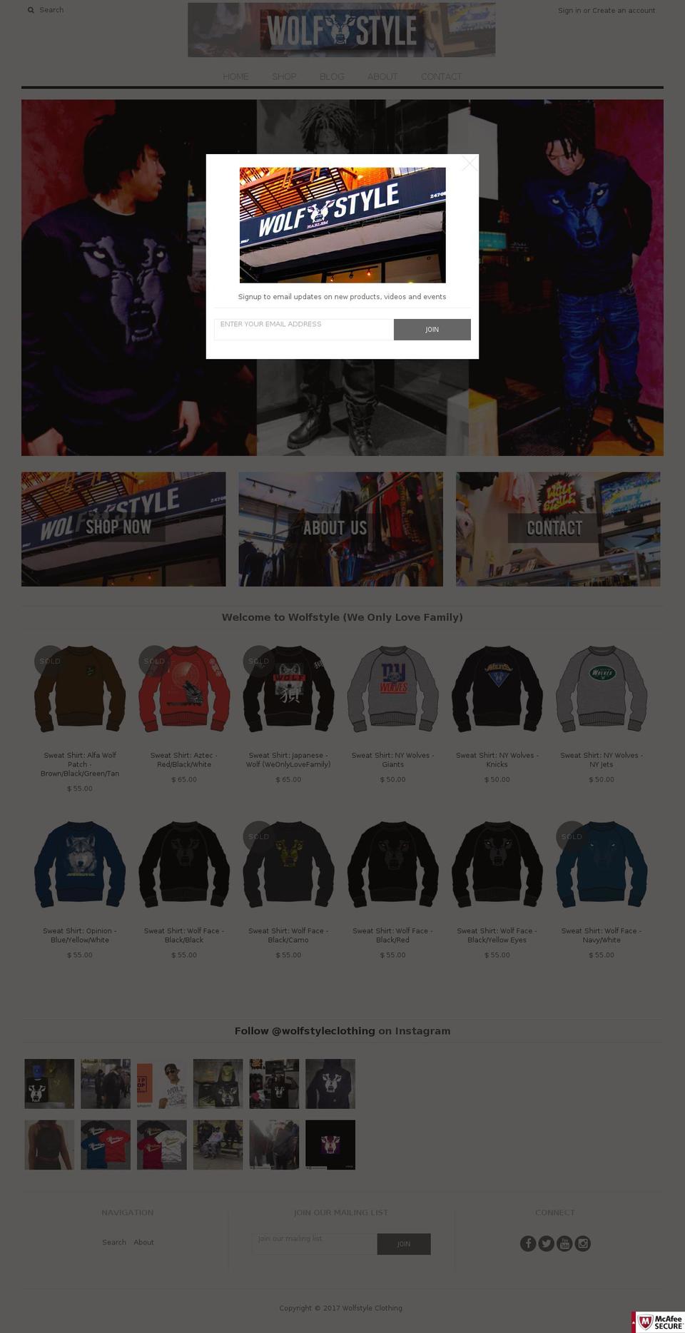 wolfstylestore.com shopify website screenshot