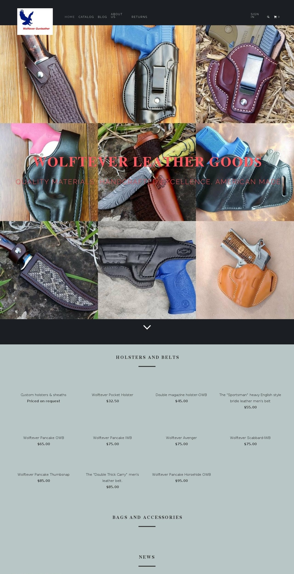wolfteverleathergoods.com shopify website screenshot