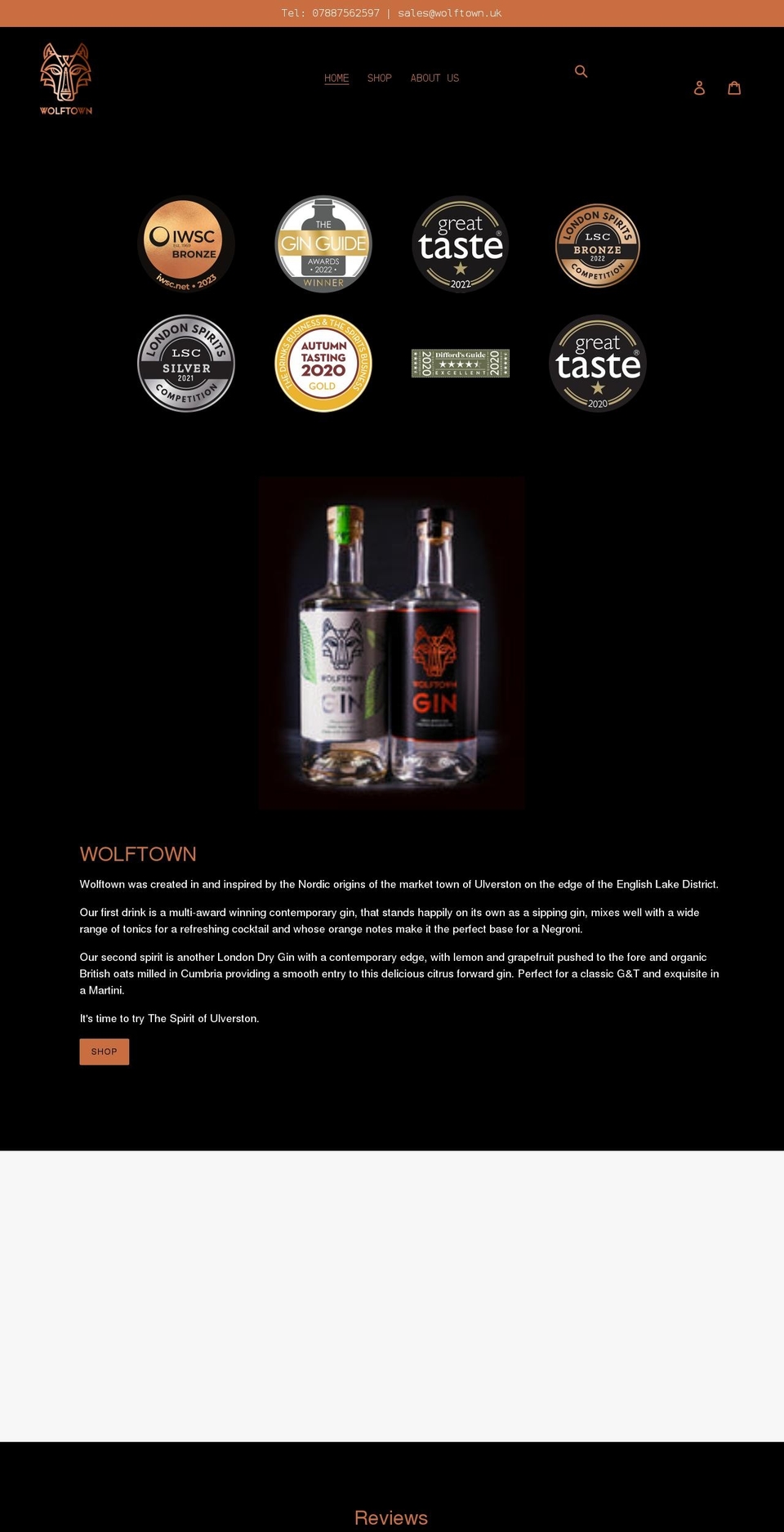 wolftown.uk shopify website screenshot