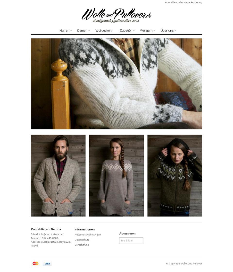 wolleundpullover.com shopify website screenshot